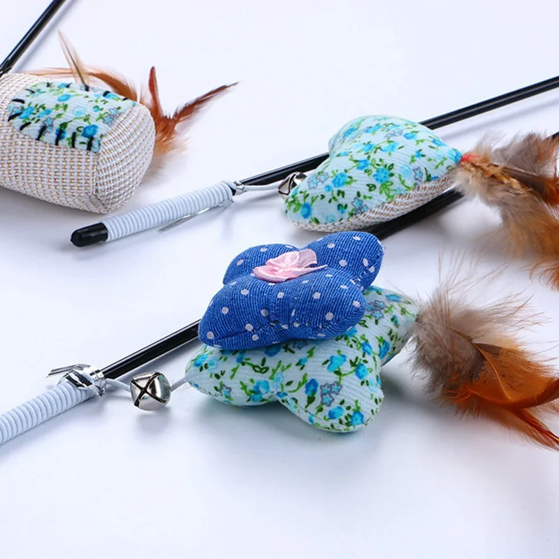 Забавная интерактивная игрушка для кошек игрушка-тизер палочка Цветочная