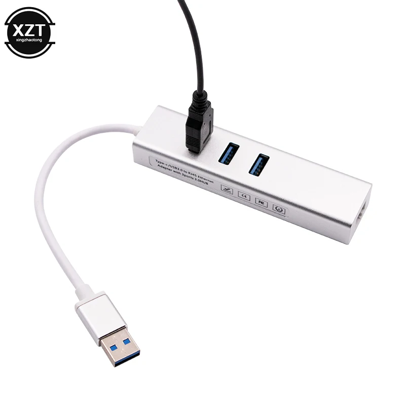 Сетевая карта Gigabit Ethernet RJ45 с 3 портами USB 2019 хаб разветвитель адаптер для ПК и