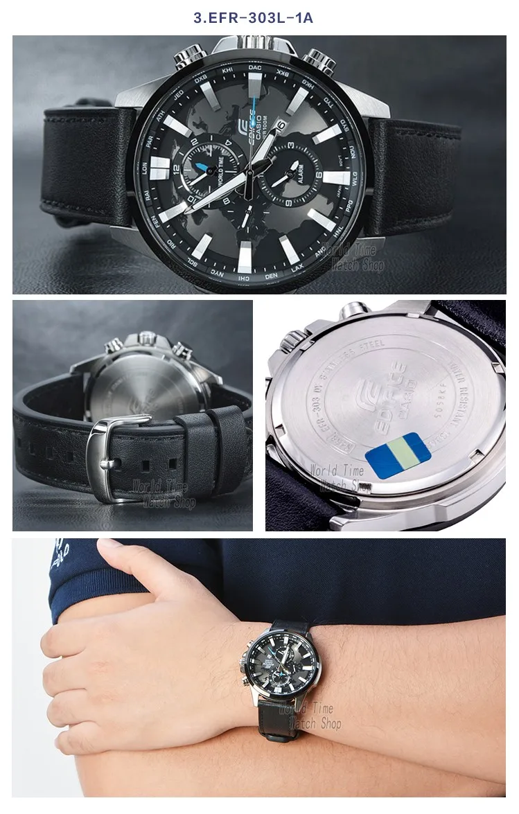 Мужские часы Casio Edifice Взрыв лучший бренд класса люкс новые кварцевые часы 100м Водонепроницаемые мужские часы Спортивные военные наручные часы Dual Dial World Time Светящиеся часы relogio masculino reloj hombre