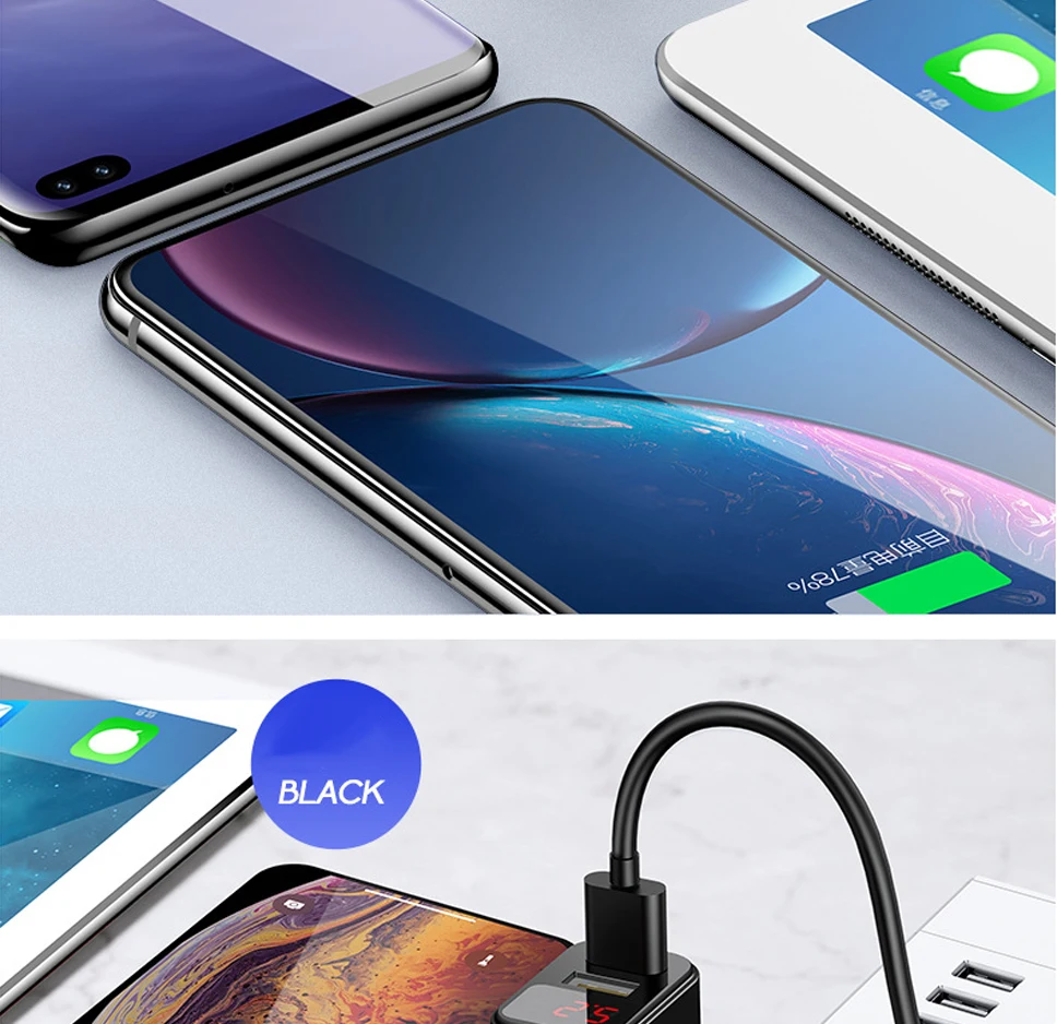 Portable Fast Charger Adapter 5V 2.1A Quick Charging Block With Dual USB Ports And Digital Display For IPhone X 8 7 6 Samsung