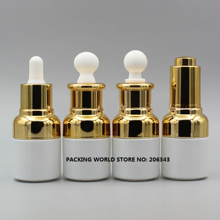 20 мл белая стеклянная бутылка с золотым плечом и воротником капельница для
