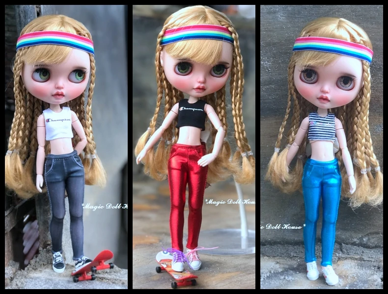 [MG603] 2019 Новая Одежда для куклы Neoblythe # металлические кожаные штаны заколка волос и