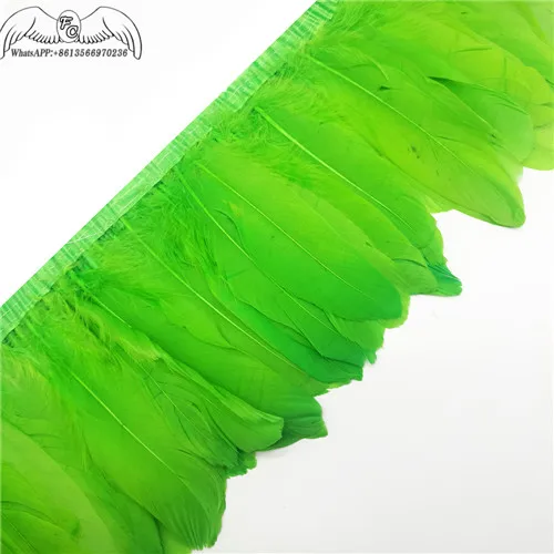 lime green 10 ярдов Высокое качество натуральный гусиный пух отделка бахрома 13-18 см окрашенное гусиное перо лента платье/юбка DIY аксессуары - Цвет: lime green