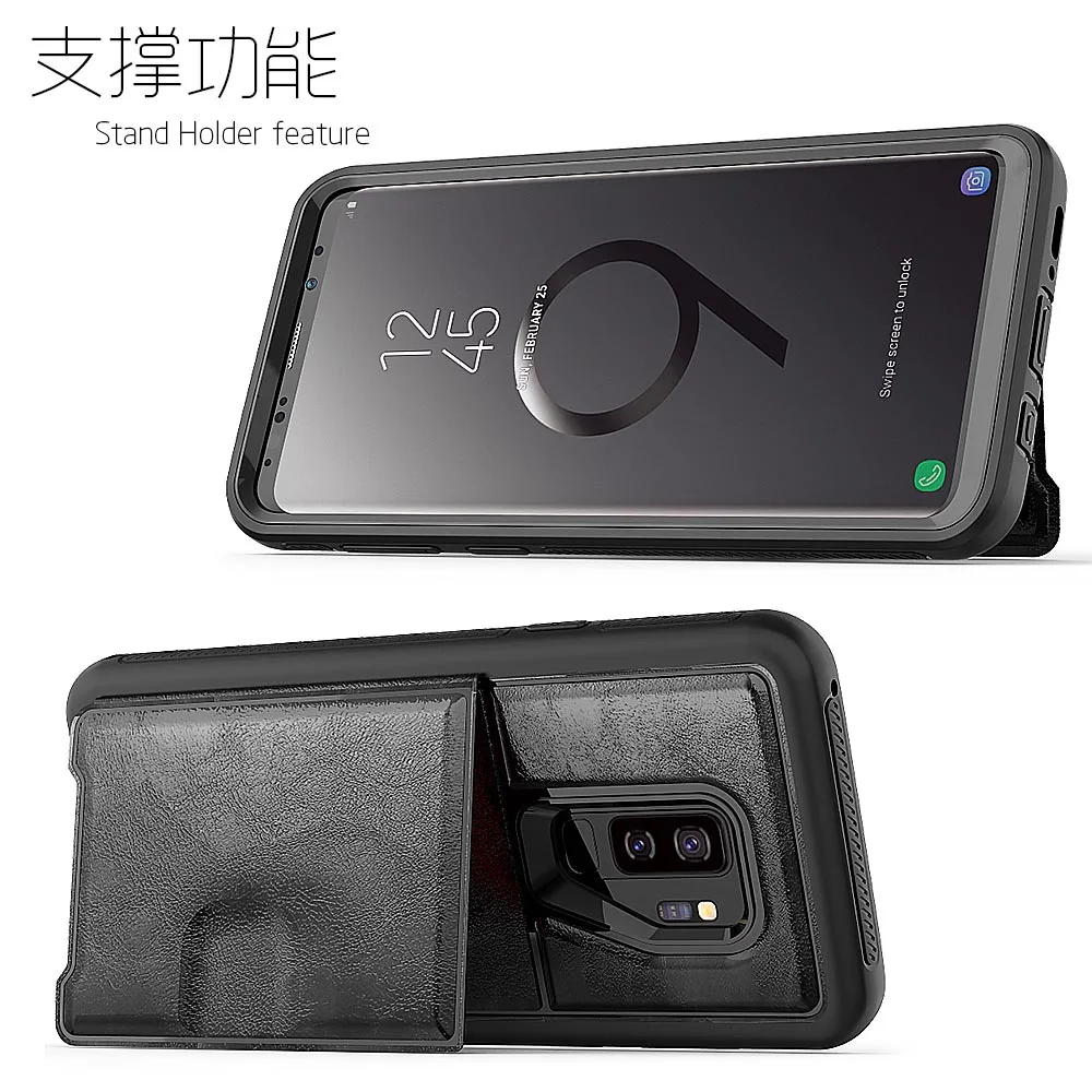 Luxury Slim Phone Case Smart Flip Cover Soft Solid Color Wallet for Samsung Galaxy S9 Plus Note 9 S10 Lite |