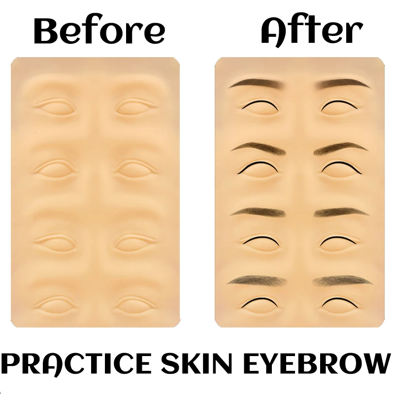 

5pcs Microblading Eyebrow Tattoo Practice Skin Silicone Eyebrows Permanent Makeup Tattoo Supplies 3D Blank Sheet Practice Skin