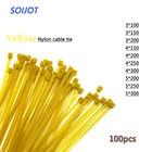 Самоблокирующиеся пластиковые нейлоновые кабельные стяжки 100 шт. желтые кабельные стяжки застежка-петля кабель различные характеристики