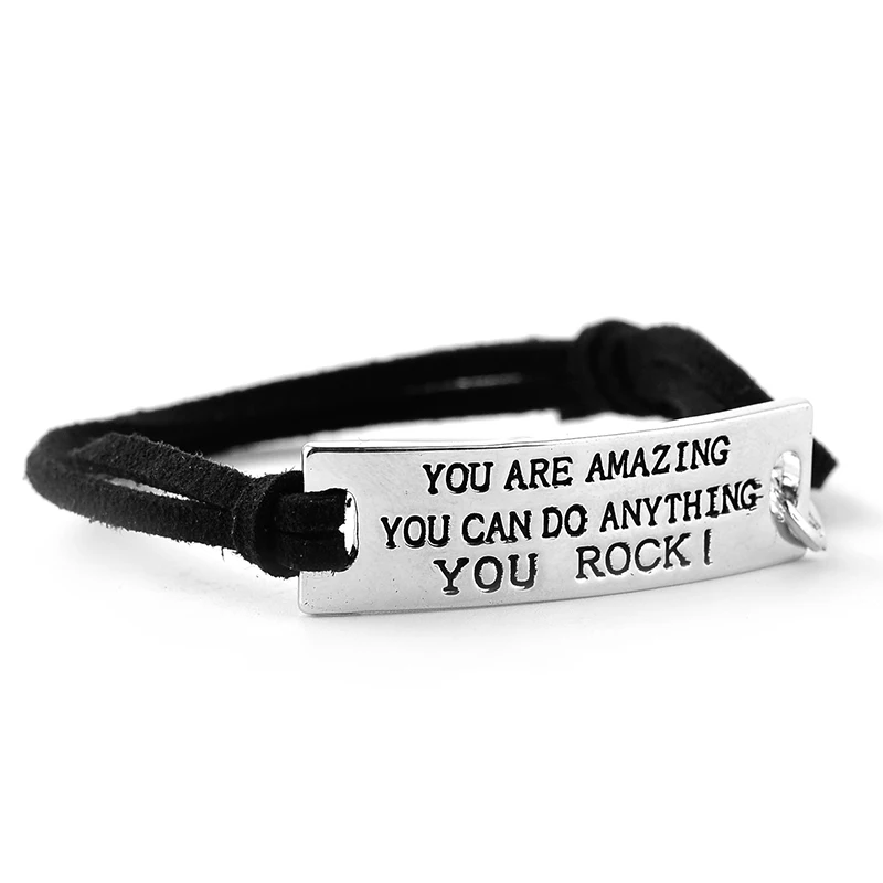 

YOU ARE AMAZING YOU CAN DO ANYTHING YOU ROCK Inspirational Words Engraved Bracelet