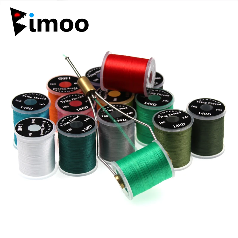 Bimoo 2 шт. нить для мух для ловли нахлыстом 140 денье нейлоновая нить для сухих мух материал нити 100 ярдов 20 цветов
