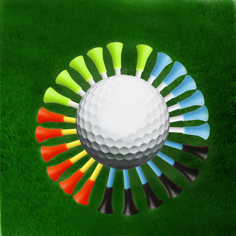 

50pcs Golf Tools 83mm Multicolor Plastic Golf Tees Rubber Cushion Professional 448C