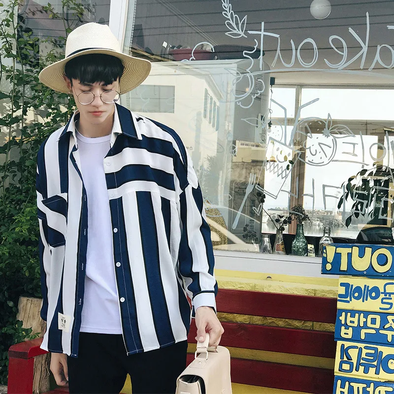 Zogaa 2019 Японский Корейский модный мужской кардиган полосатая Повседневная