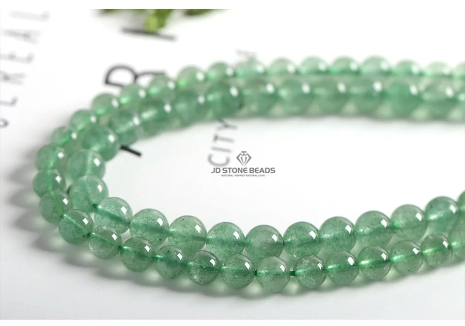 High Quality Green Strawberry Crystal Natural 5 6 8 10 12mm Diy Charm Beads For Jewelry Making Fancy Gemstone Beads Green Quartz