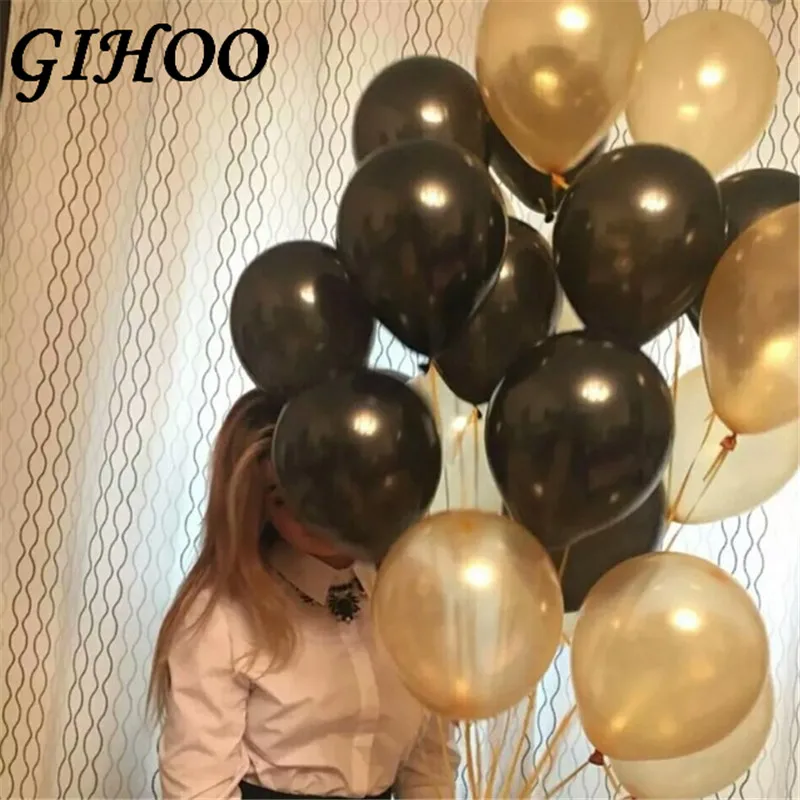 30 шт./лот 10 дюймов Тиффани золото черный латекс гелиевые шары Свадьба День рождения детский душ вечерние принадлежности для декора детские игрушки Air lobos