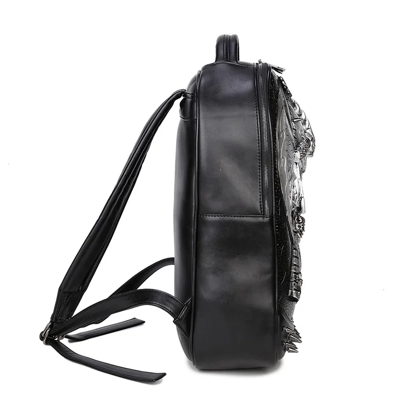 3D пиратский капитан череп реалистичный тиснение заклепки черный ранец рюкзак