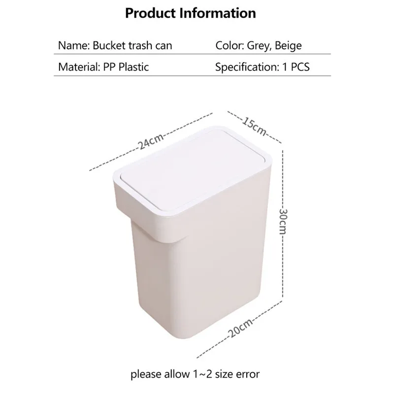 Пластиковый узкий кухонный мусорный бак для туалета пресс мусорное ведро ванной