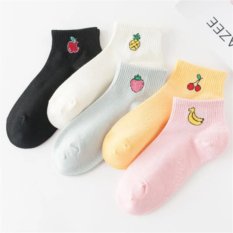 Новинка весна-лето 2019 носки-лодочки с изображением свежих фруктов белые удобные