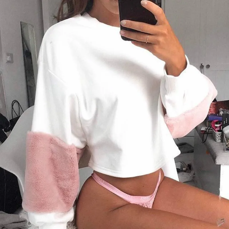 Женские толстовки свитшоты осень 2018 плюшевые с длинным рукавом свободные