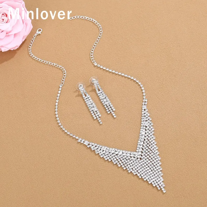 Женский комплект ювелирных изделий Minlover серебряное ожерелье с кисточками и