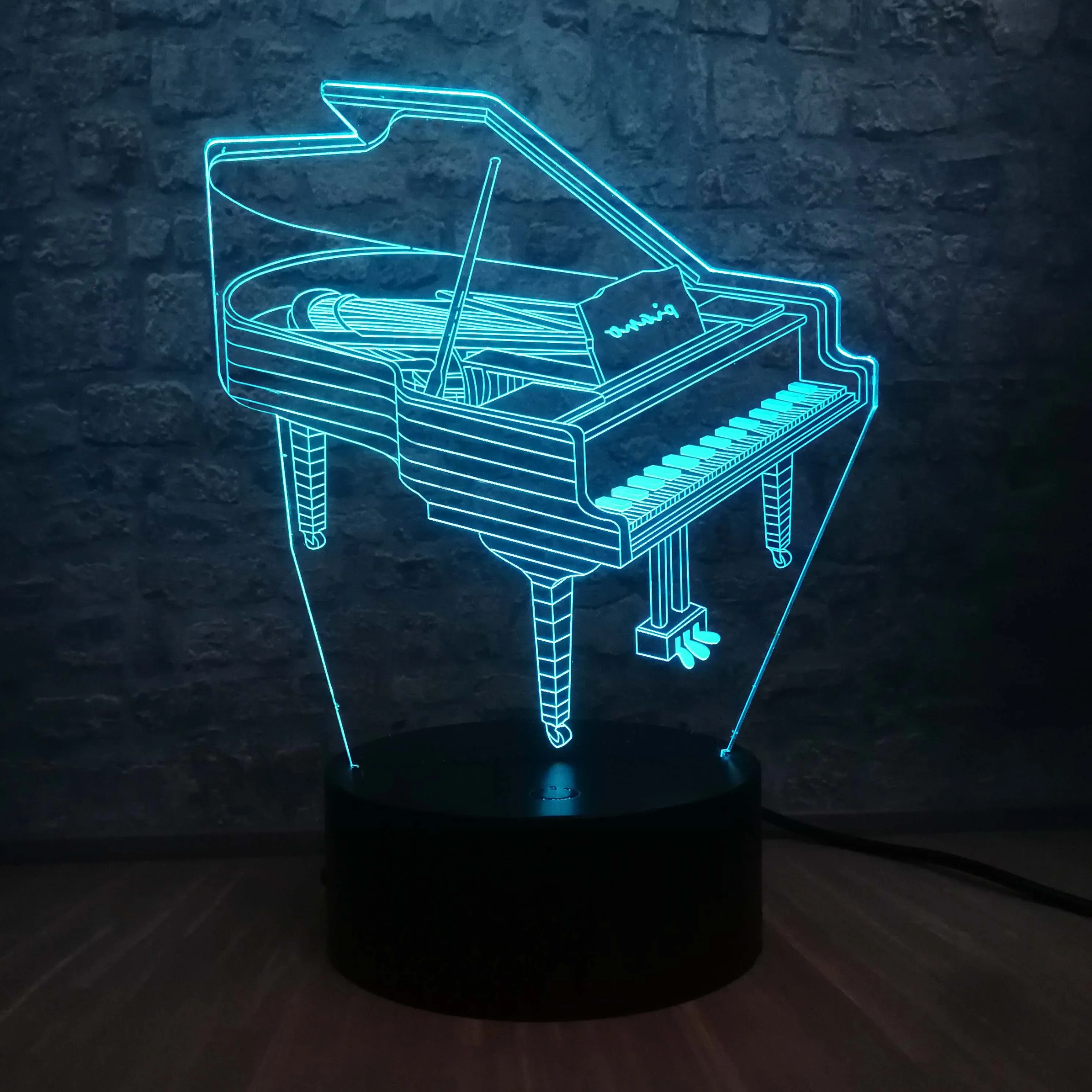 Музыкальный инструмент ретро пианино 3D USB светодиодный светильник 7 цветов лампа