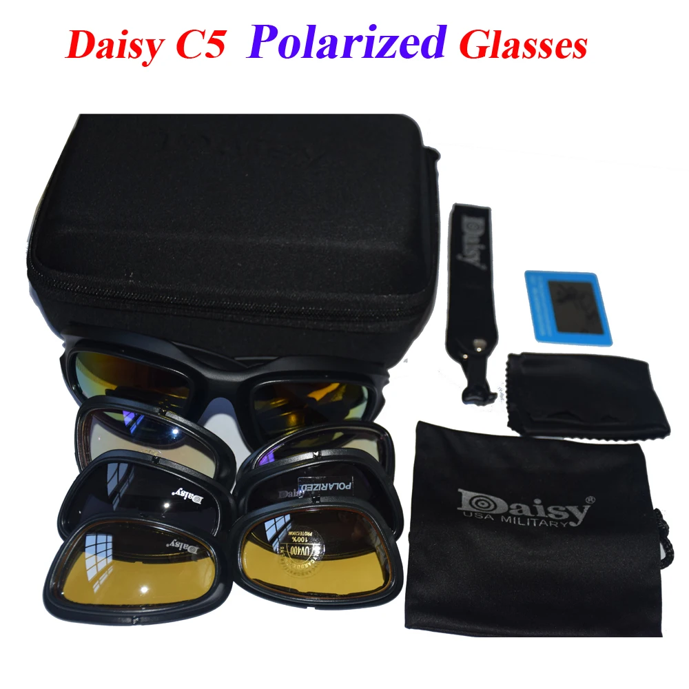 Поляризованные армейские очки Daisy C5 военные солнцезащитные набор из 4 линз