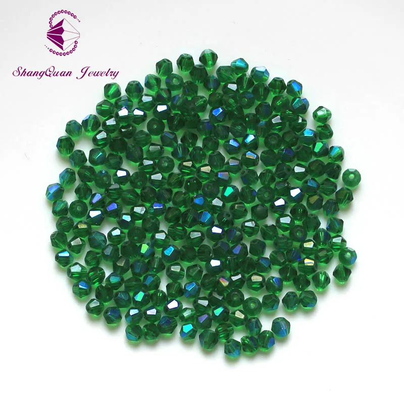 Бусины Shangquan Bicone Crystal AB 200 шт./лот 4 мм чешские стеклянные бусины россыпью с гранями