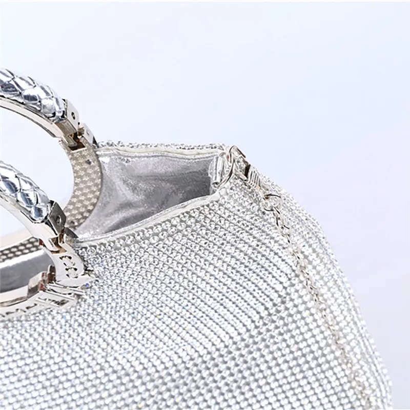Женский клатч с кристаллами вместительный для свадьбы вечеринки банкета на