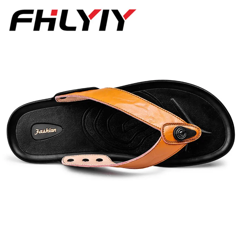 Summer Pu Leather Men Slippers Beach Shoes Flip Flops Fashion Flat Male Slides High Quality Size 39-44 Zapatos Hombre | Обувь