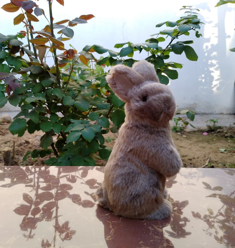 Симпатичная модель стоячего кролика из смолы и меха кукла цвета хаки подарок