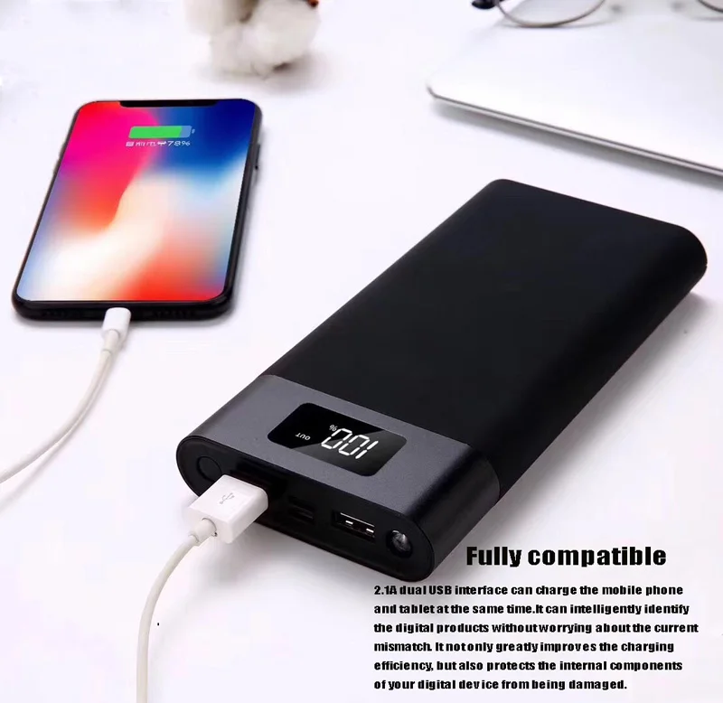 Новый 20800 мА Smart Дисплей Зарядка сокровище светодиодный Dual USB Выход металлический