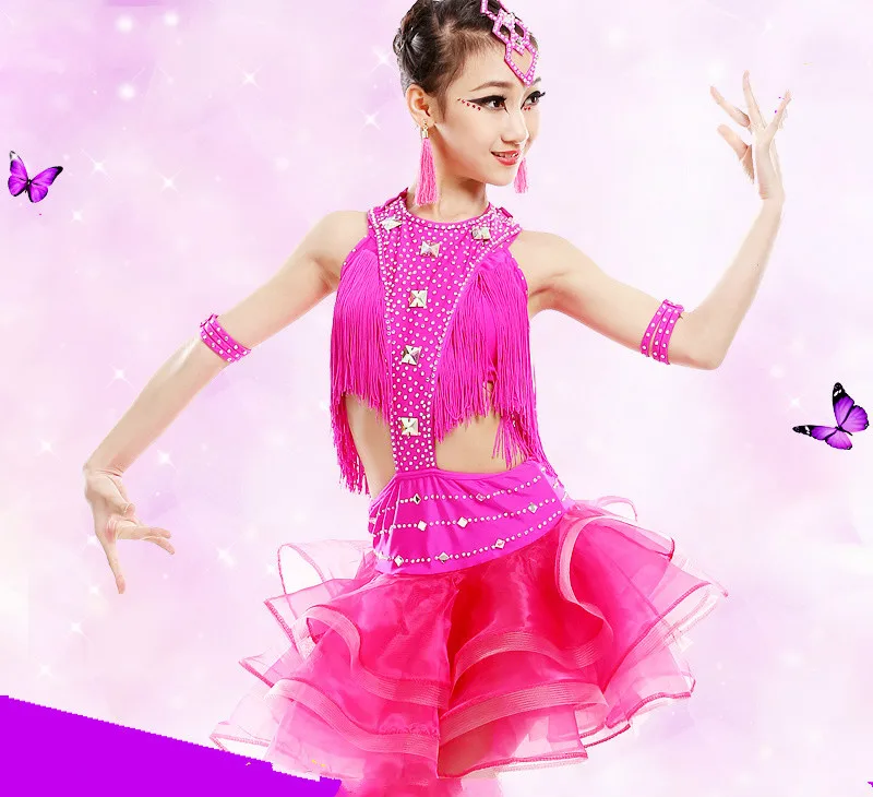 Детские костюмы для выступлений латиноамериканских танцев девочек новые юбки с
