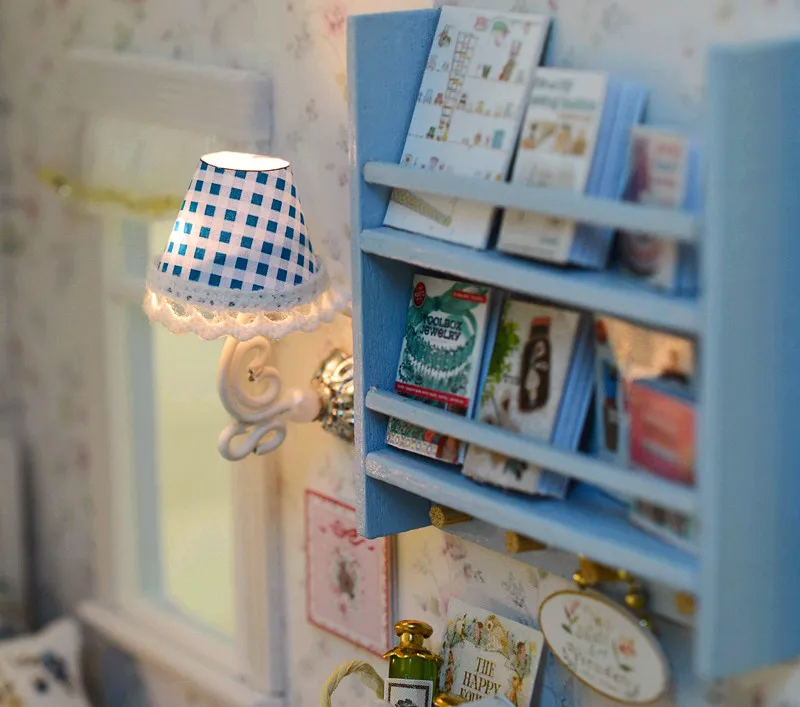 Серия Happy Diy синий деревянный кукольный дом комната коробка ручной работы 3d миниатюрный кукольный домик деревянные обучающие игрушки для девочек детские подарки на день рождения