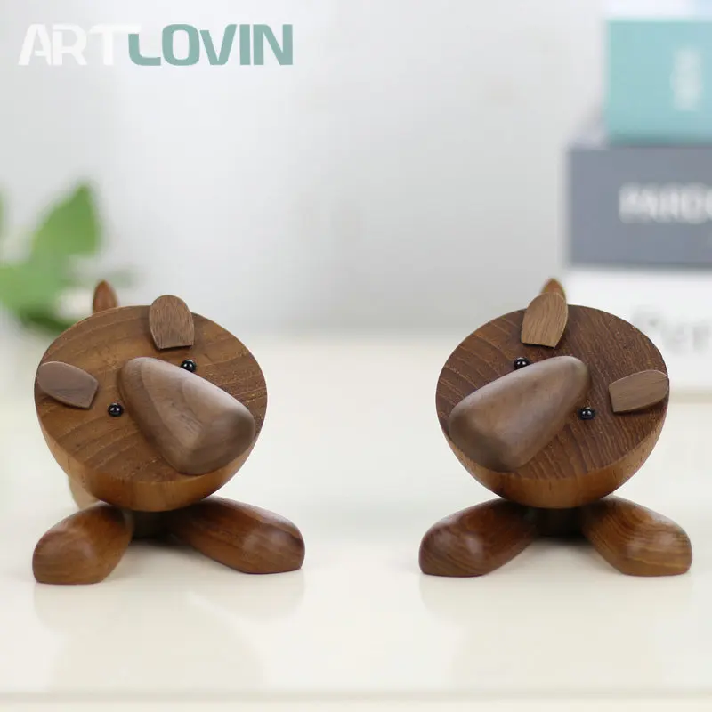 Деревянный Лев Модель подарки и игрушки домашний декор фигурки животных для