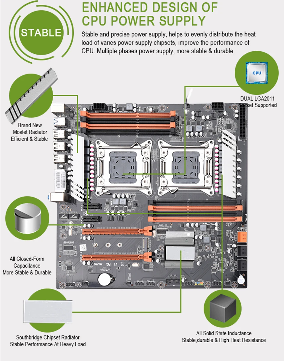 X79 двойной процессор Материнская плата LGA 2011 E-ATX USB3.0 SATA3 PCI-E 3,0 с двойной процессор Xeon материнская плата с M.2 слотом dual Giga LAN