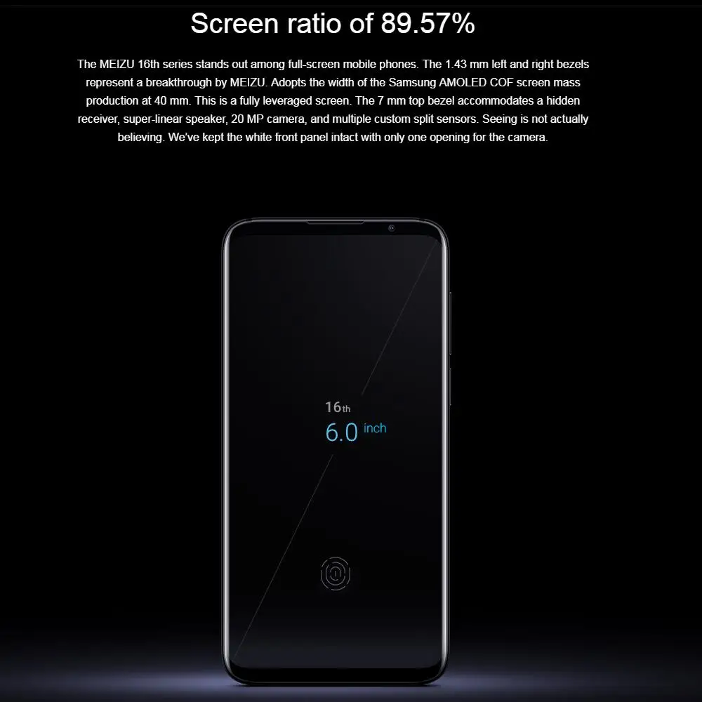 MEIZU 16th, 4G, LTE, мобильный телефон, 6,0 дюймов, 6 ГБ ОЗУ, 64 Гб ПЗУ, Snapdragon 845, четыре ядра, 20 Мп+ 12 МП, AI face, глобальная ПЗУ, смартфон