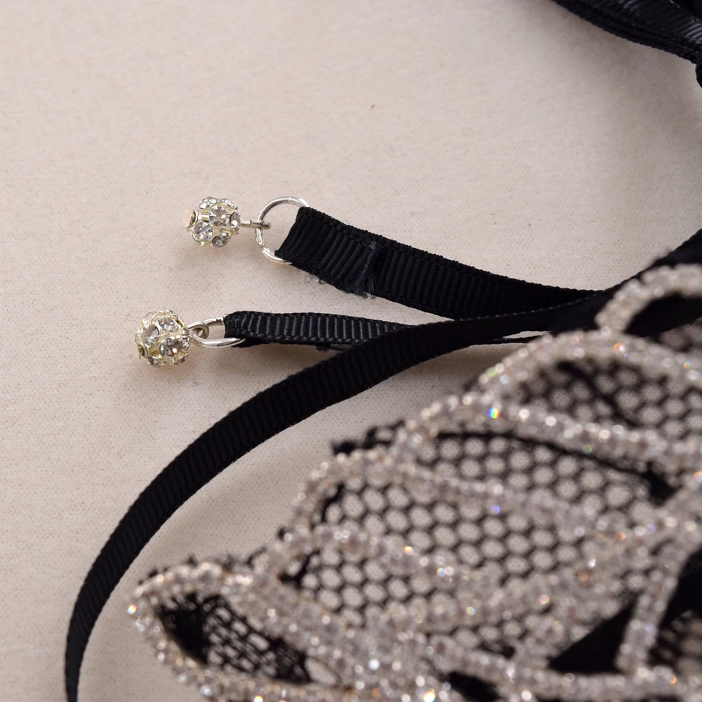 Exqusite Полный Стразы Кружева Маскарад Маска Кристалл Костюм Пара выпускного бала