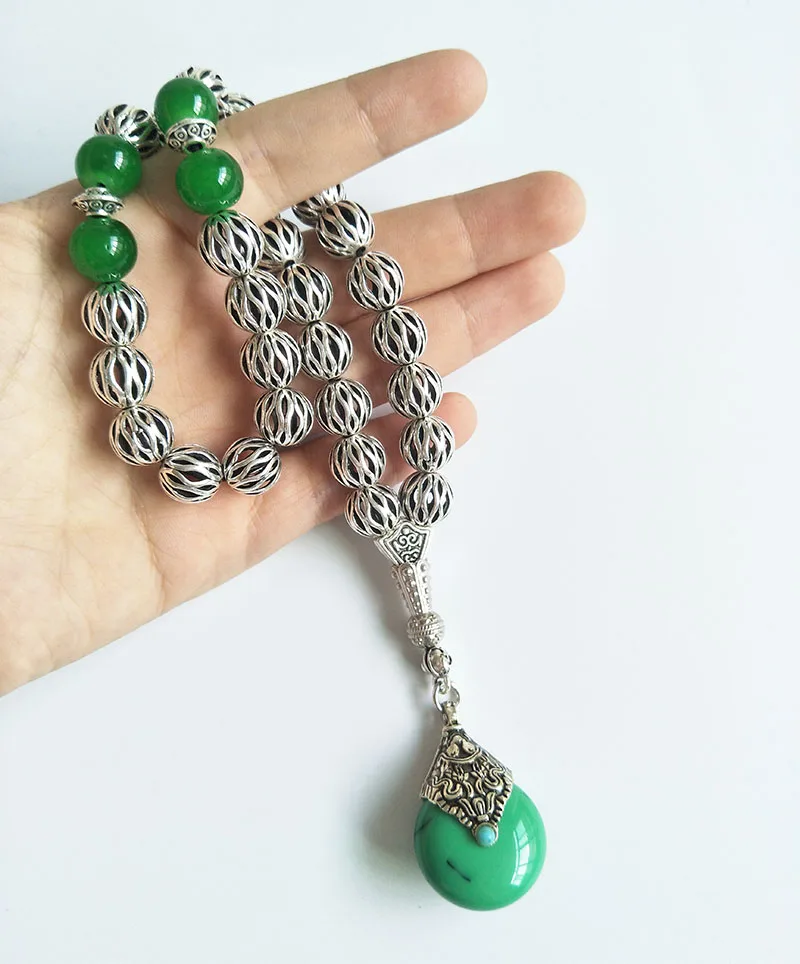 Магазин Tesbih 10 мм посеребренные молитвенные Бусы Tasbih Tasbeeh Subha Misbaha исламский