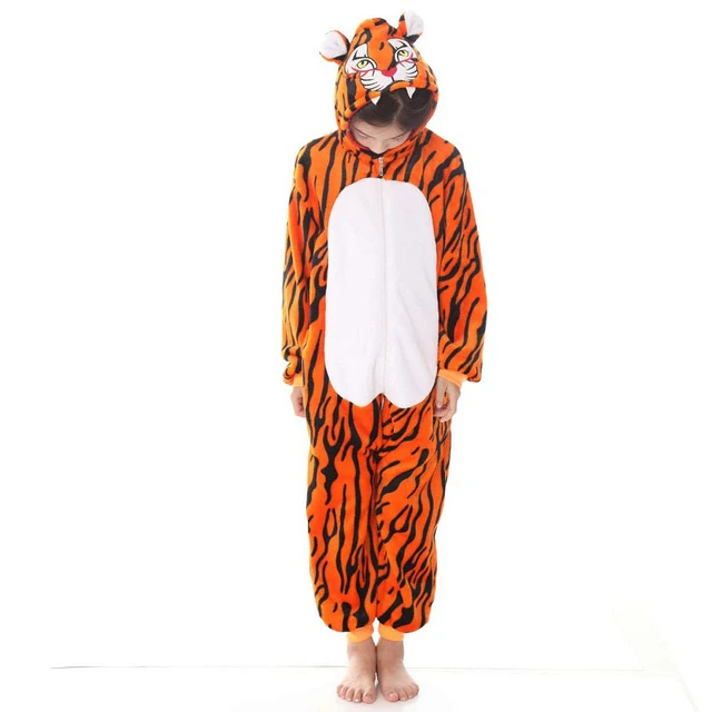 tiger Розовые Костюмы Пантеры, детские пижамы кигуруми с животными, фланелевые пижамы для взрослых с кроликом, забавные пижамы для рождественской вечеринки - Цвет: tiger