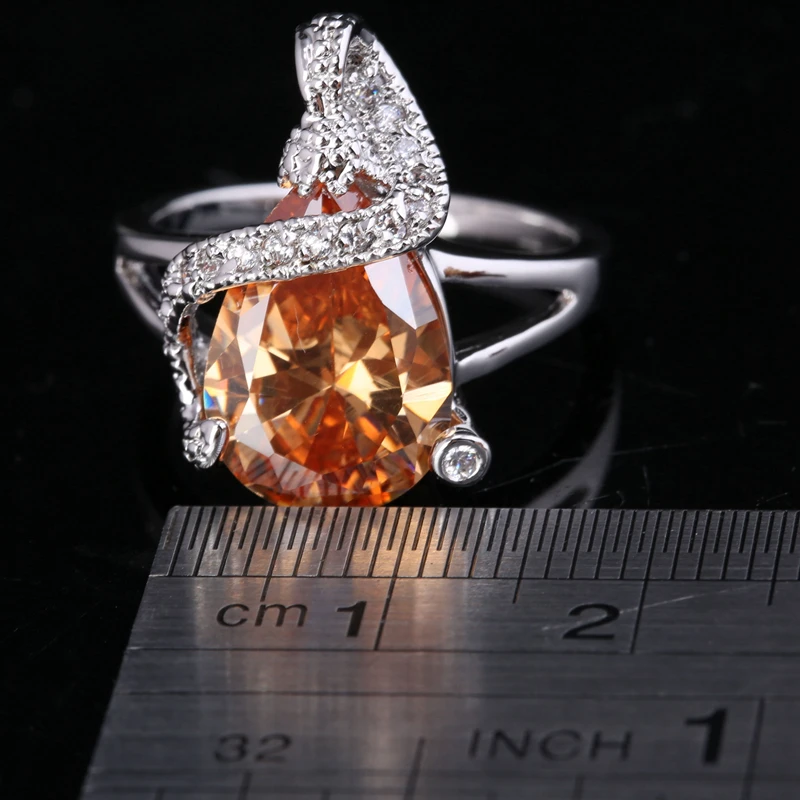 Сверкающие оранжевый Шампанское Morganite кубического циркония камни 925 стерлингов