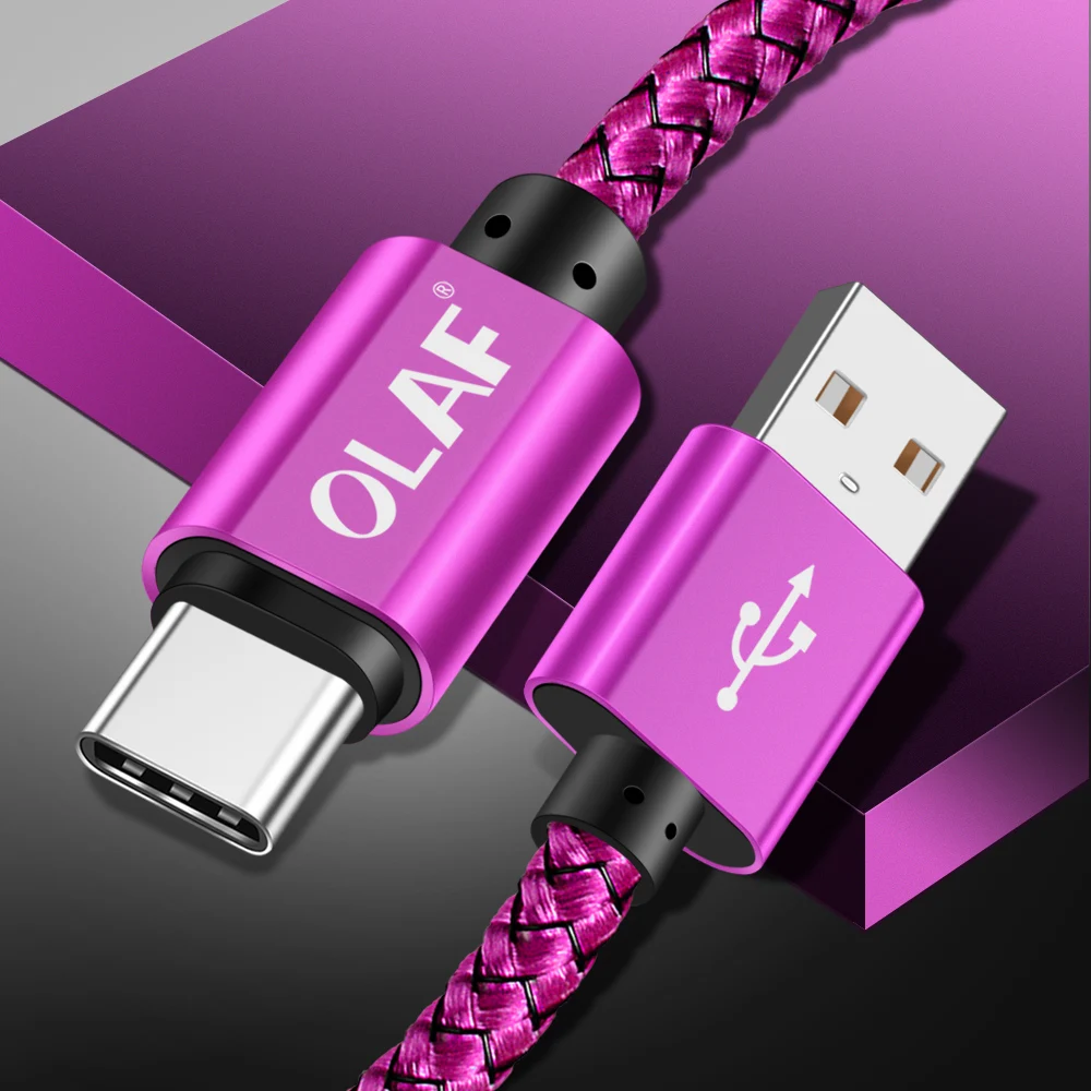 Олаф USB-C usb type-C кабель 3 м 2 м 5 в 2,4 А кабель для быстрой зарядки для samsung s9 s8 note 8 9 huawei xiaomi mi6 mi 8 oneplus type-c