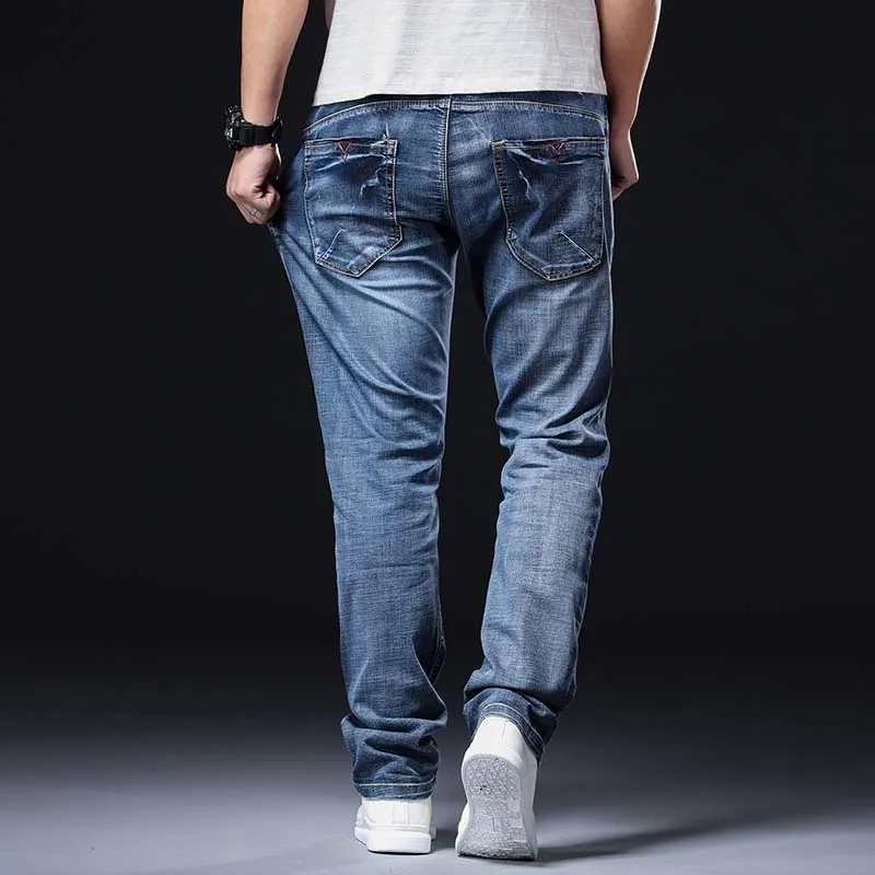 Новинка 28-44 классические джинсы мужские свободные комбинированные большого