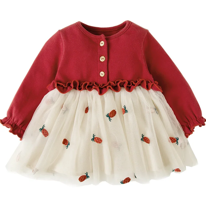 

Infant Baby Clothes Newborn Baptism Dress For Girls Clothing Strawberry Embroidery Princess Party Christmas Christening Dresses