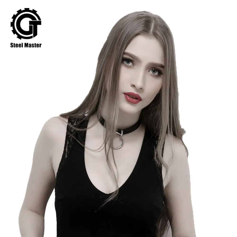 

2019 Aark Punk PU Ladies Collar Black Jewelry Metal Collar Clothing Gothic Rock Accessories
