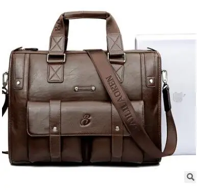 M (Light Brown) Роскошный деловой мужской портфель из натуральной коровьей кожи, мужская сумка на плечо из натуральной кожи, мужская сумка-мессенджер, дорожная сумка для компьютера - Цвет: M (Light Brown)
