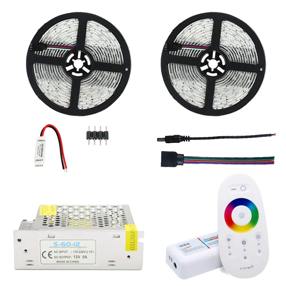 25 м RGB Светодиодная лента RF сенсорный пульт дистанционного управления DC12V водонепроницаемый 20 м 15 м в серии потолочный светильник с гибкой веревкой Светодиодный источник питания