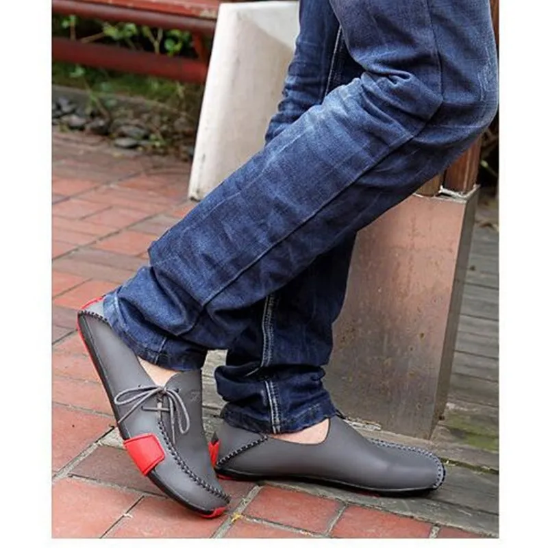 PINSV/кожаная обувь мужские лоферы мокасины Мужская повседневные Черные Лоферы без