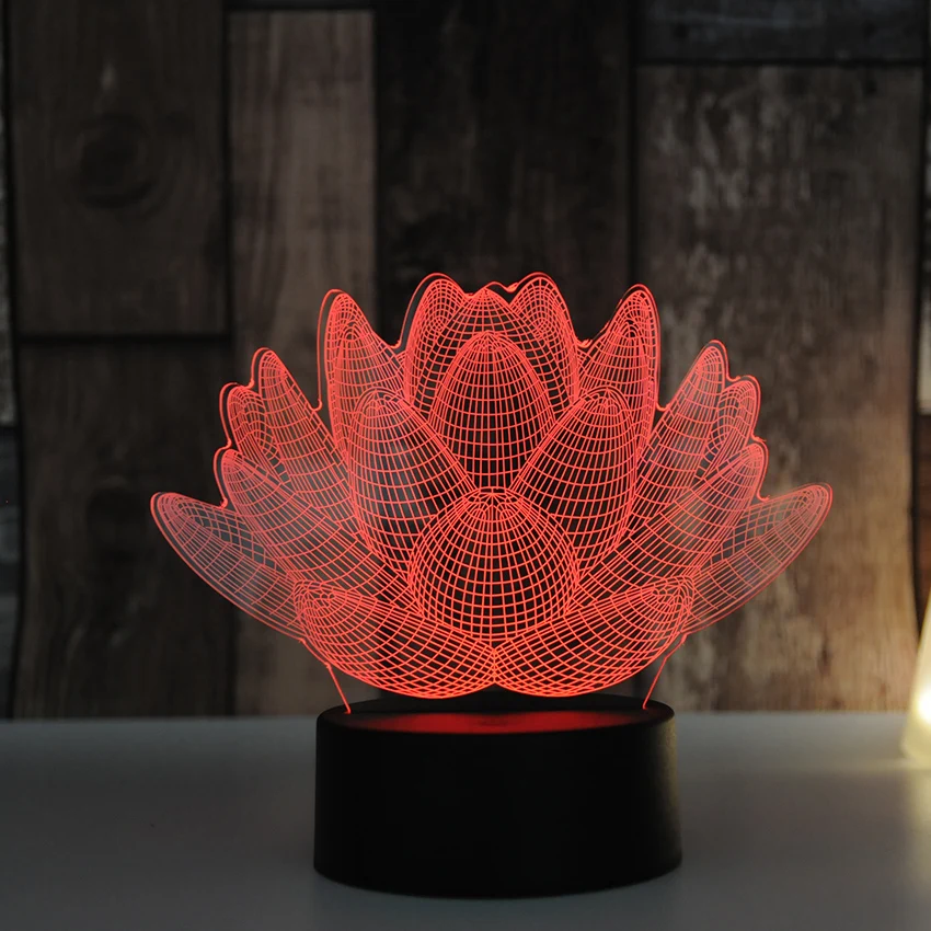 7 цветов меняющий сенсорный Лотос 3D Красочный ночник странная стереоскопическая