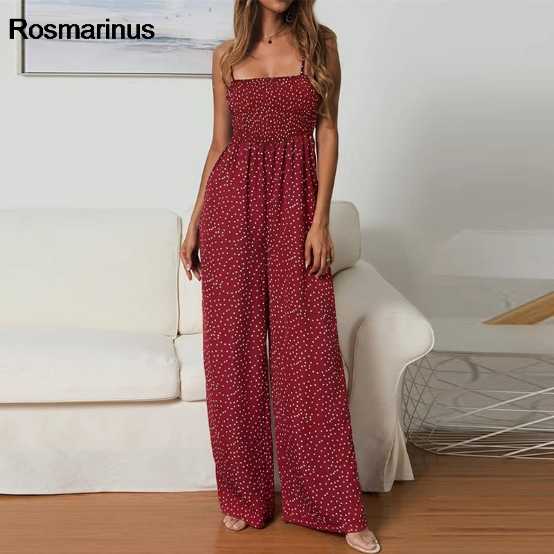 Женский пляжный комбинезон 2019 Мода Slash шеи без рукавов горошек Бохо с открытой