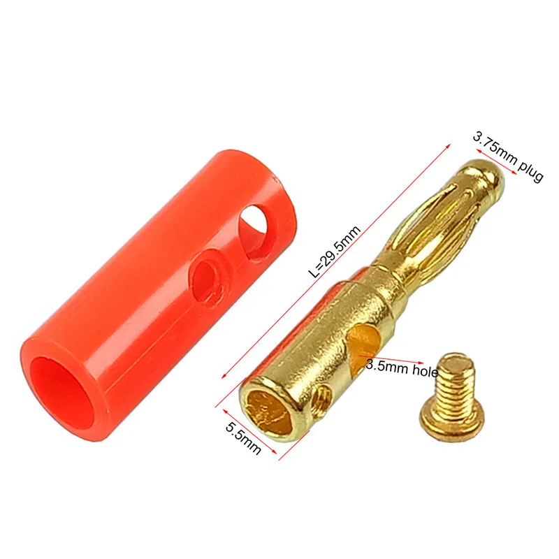 

370pcs/lot 4mm Banana Plugs Screw Type Soder-free Speaker Plug Gold Plated Audio Cable Banana Wire Connectors Wholesales