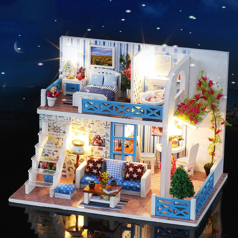 DIY Собрать куклу дома игрушка деревянная Miniatura Кукольные домики ручной работы