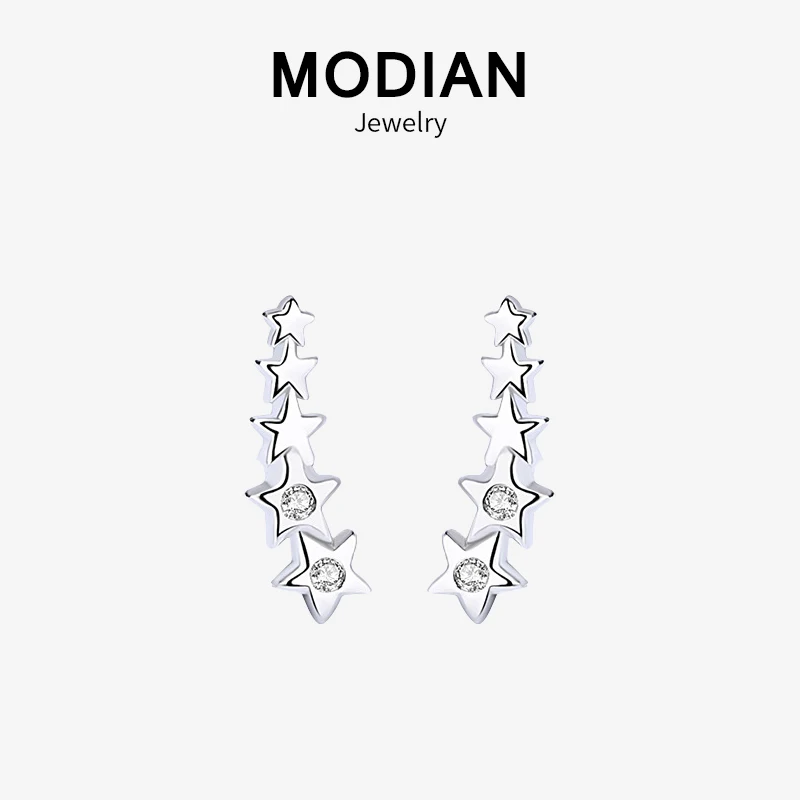 Modian Мода 100% 925 стерлингового серебра Лаки прозрачный циркон серьги гвоздики для