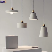 nordic cement led pendant lights fixtures american creative vintage lamp dinning room suspenion luminaire lighting loft
